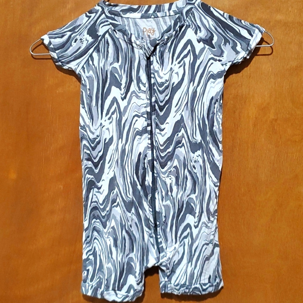 Play by Little Sleepies gray marble swirl romper